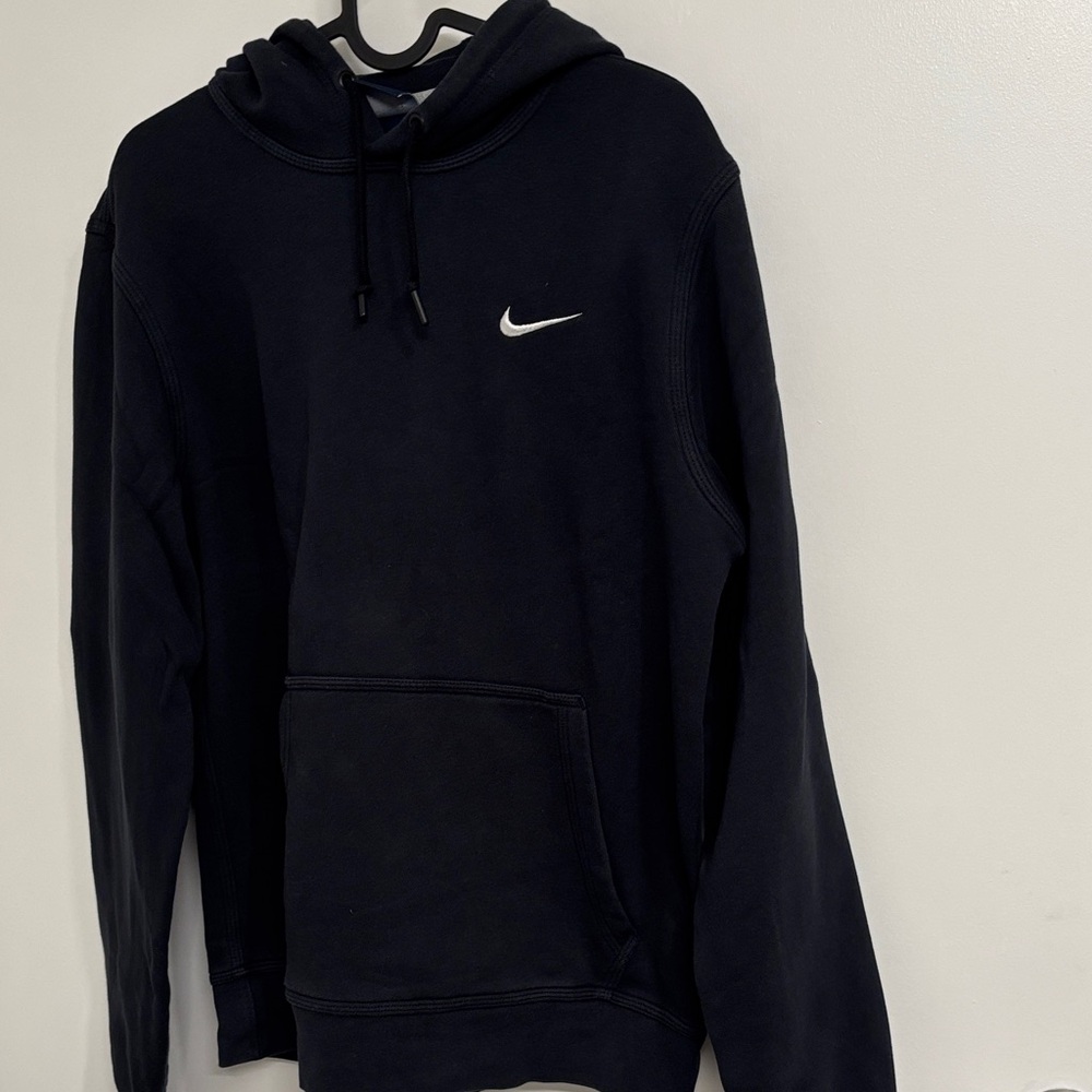 Nike Men's Black Hoodie with White Logo